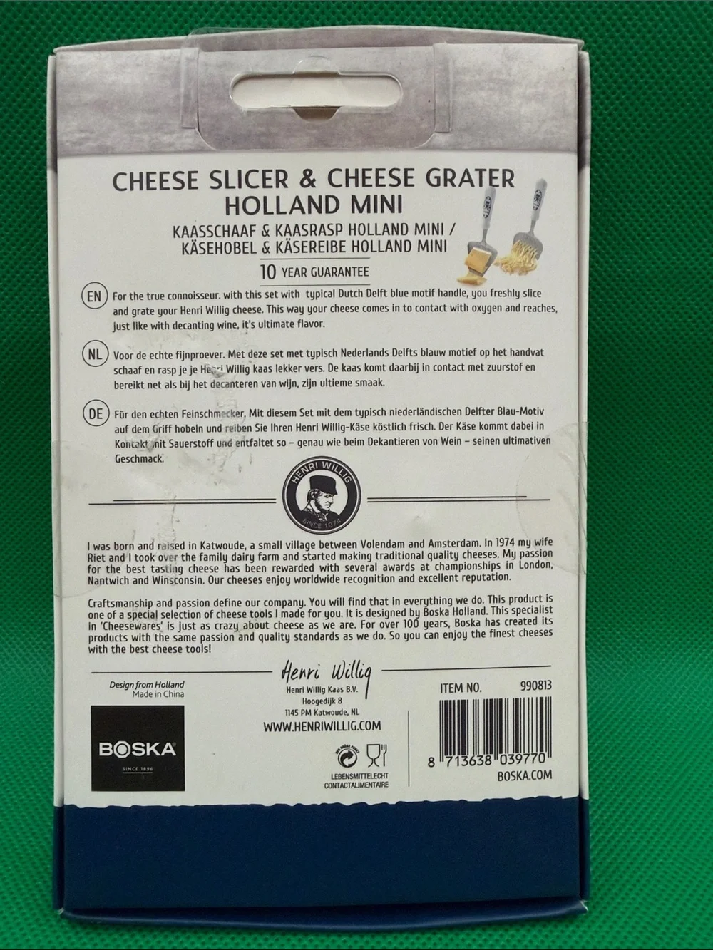 Henri Willig Holland Mini Cheese Slicer & Grater - White & Blue